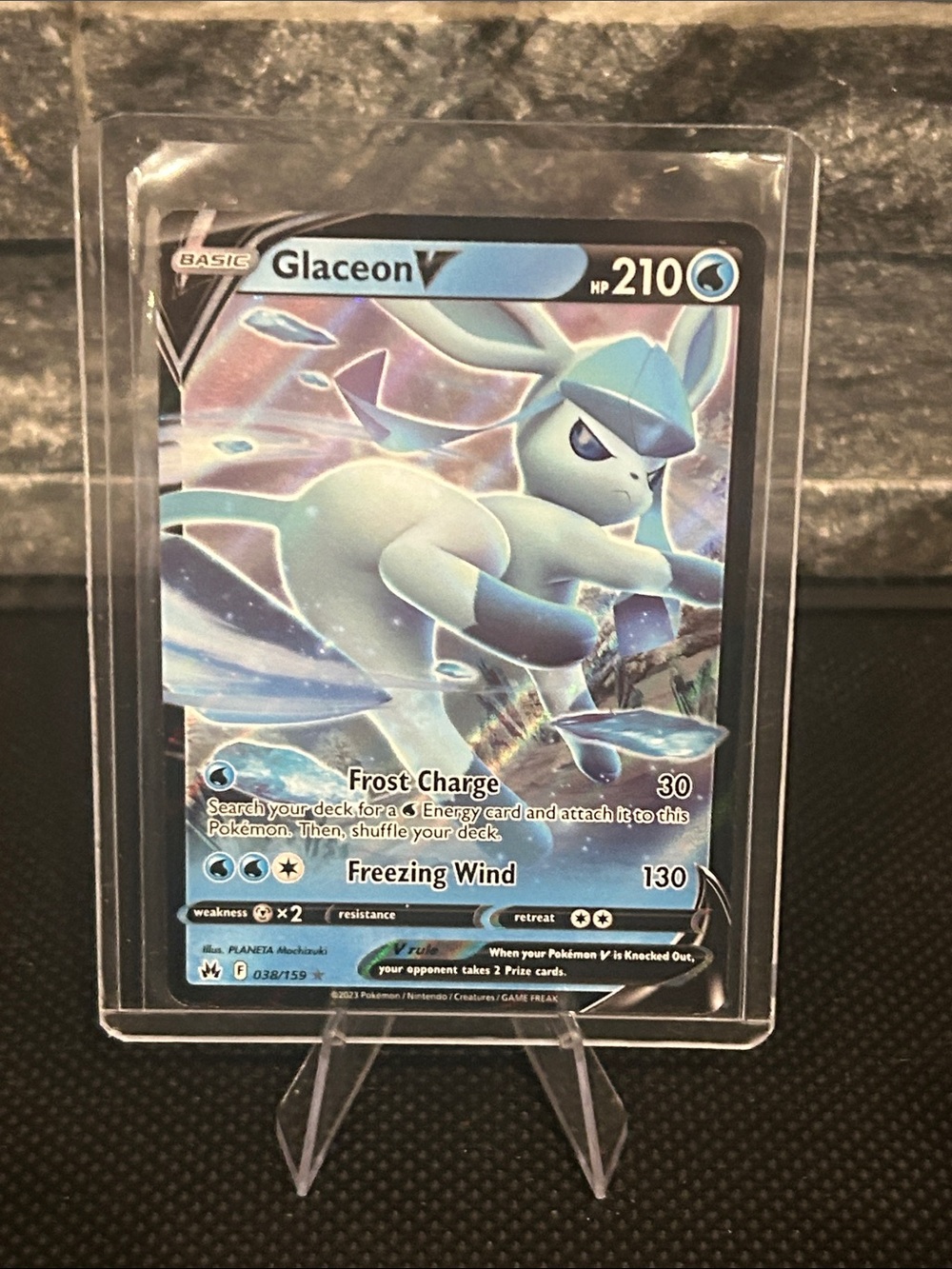 Pokemon Glaceon V 038/159 Full Art Ultra Rare Holo from the Crown Zenith Set